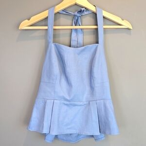 TwentySixHundred Anthro Light Blue Denim Peplum Halter Top Size Small